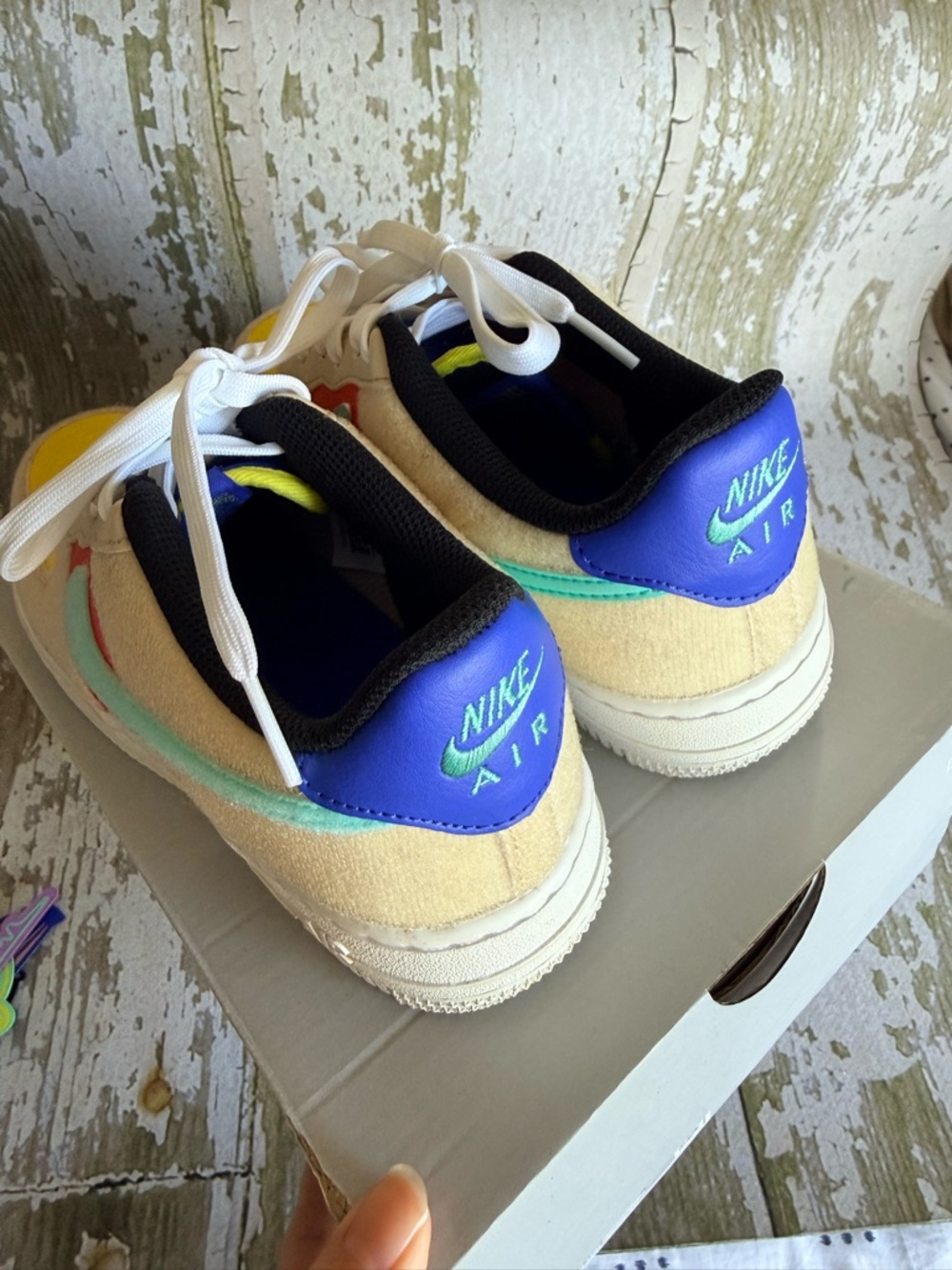 Nike Air Force 1 LV8 1 GS “Multi-Color Velcro” Size 5.5Y w/ Box FN7818-100 - Picture 6 of 14